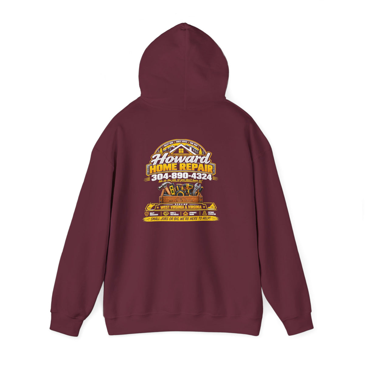 Howard Home Repair Hoodie — Logo Pullover front/back print