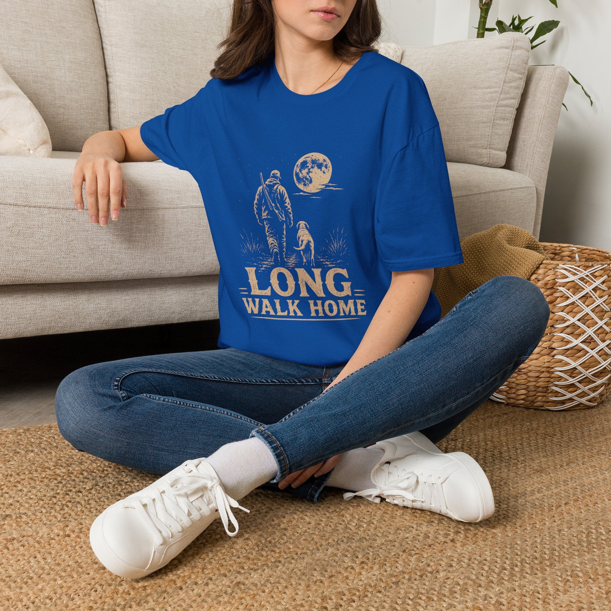 Long Walk Home Coon Hunting T-Shirt | Moonlit Houndsman & Dog Graphic Tee | Wild Wonderful Wear