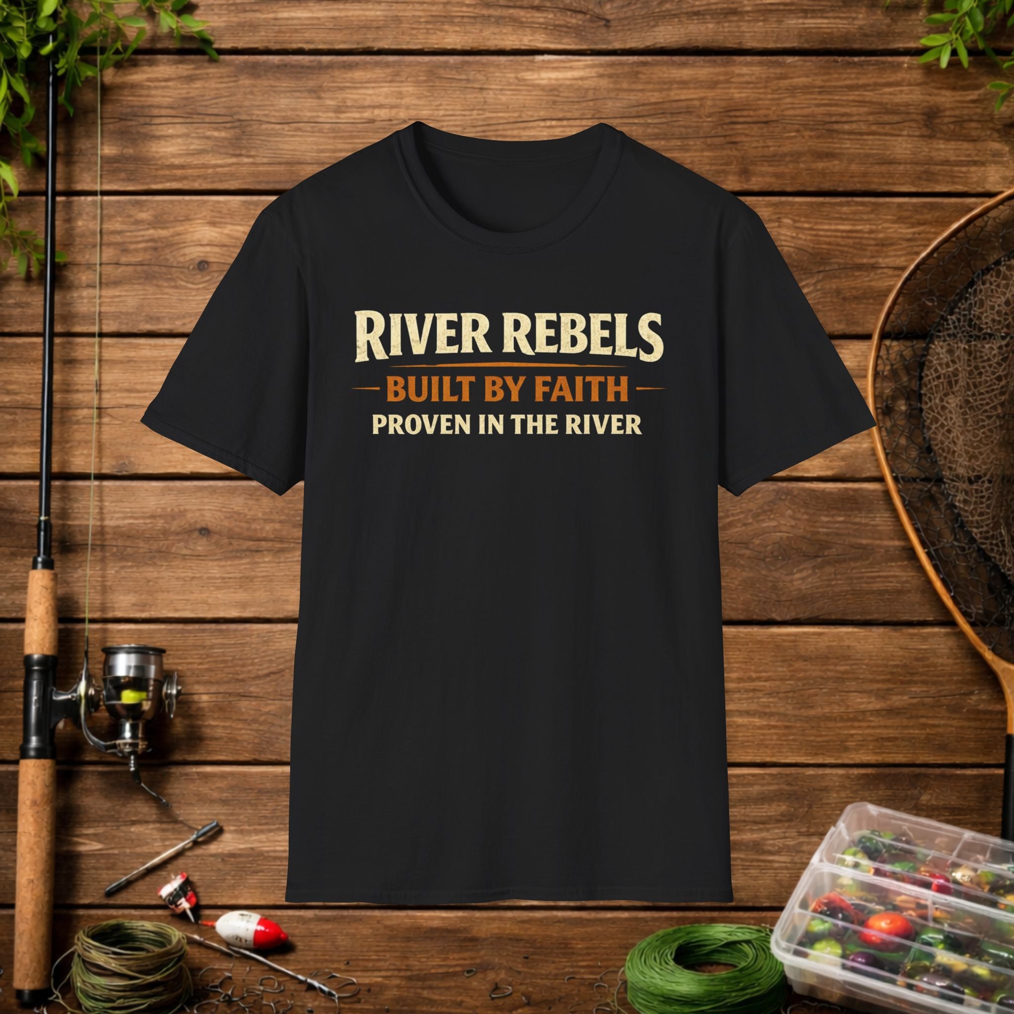 River Rebels T-Shirt — "Built by Faith, Proven in the River" Fishing Tee