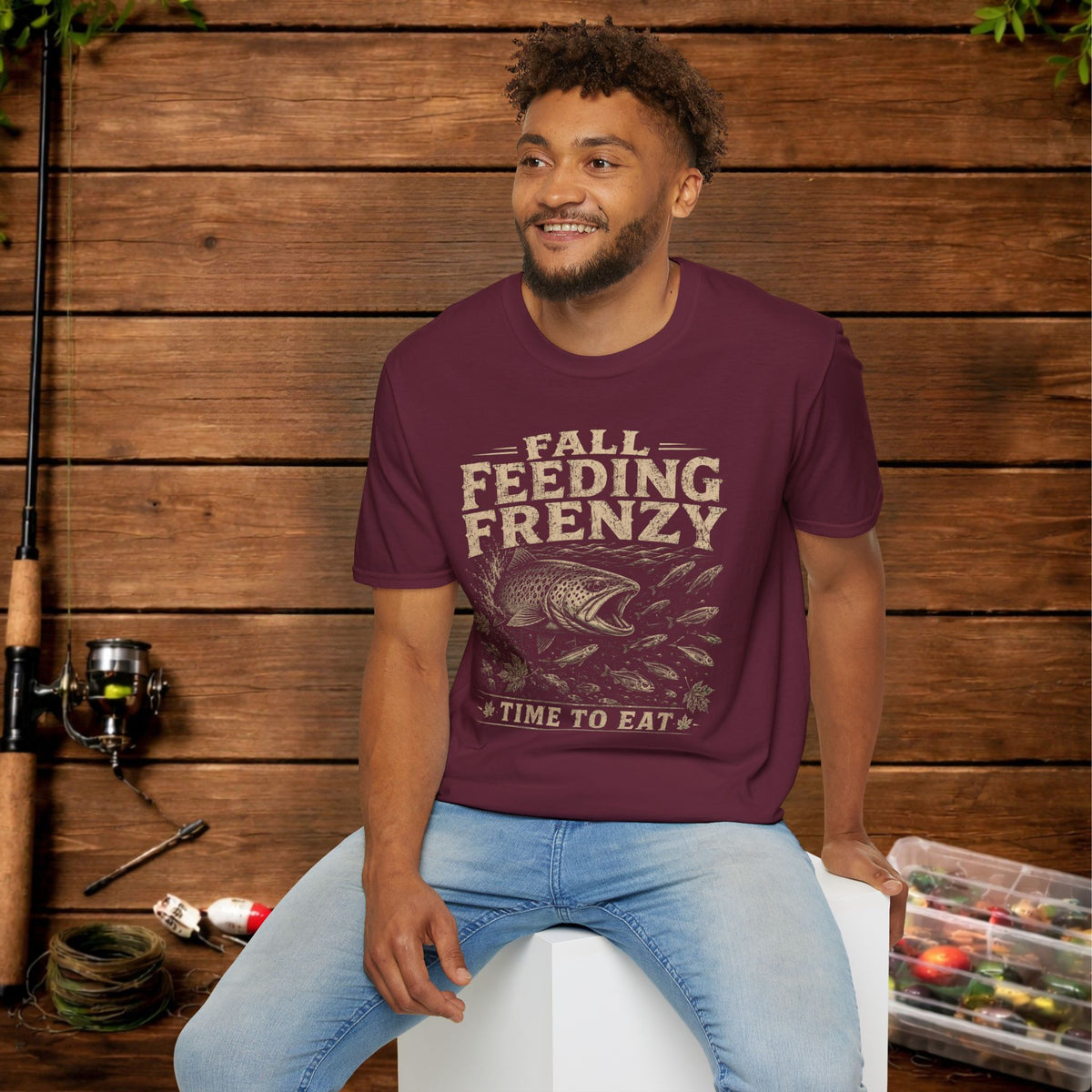 Fall Feeding Frenzy Fishing T‑Shirt — Time to Eat Angler Tee