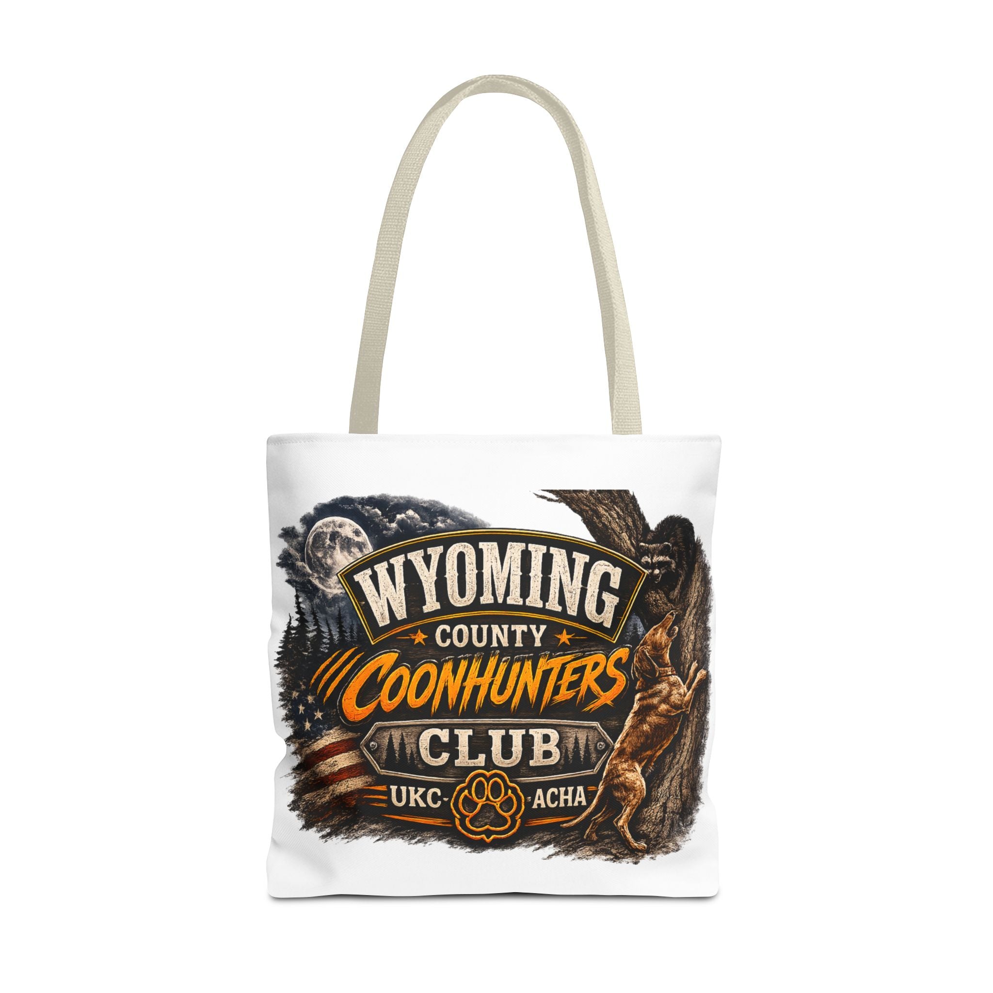 Coonhunters Club Wyoming Tote Bag — Vintage Hunting Patch Design