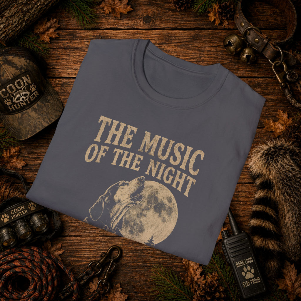 The Music of the Night T-Shirt | Vintage Coon Hound Moon Graphic Tee | Wild Wonderful Wear