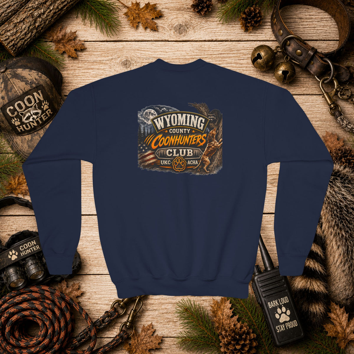 Youth Crewneck Sweatshirt — Wyoming County Coonhunters Club Graphic Pullover
