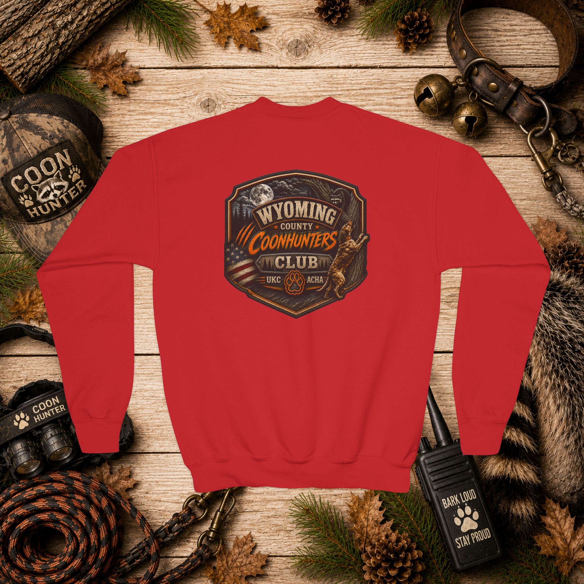 Youth Crewneck Sweatshirt — Wyoming County Coonhunters Club Graphic