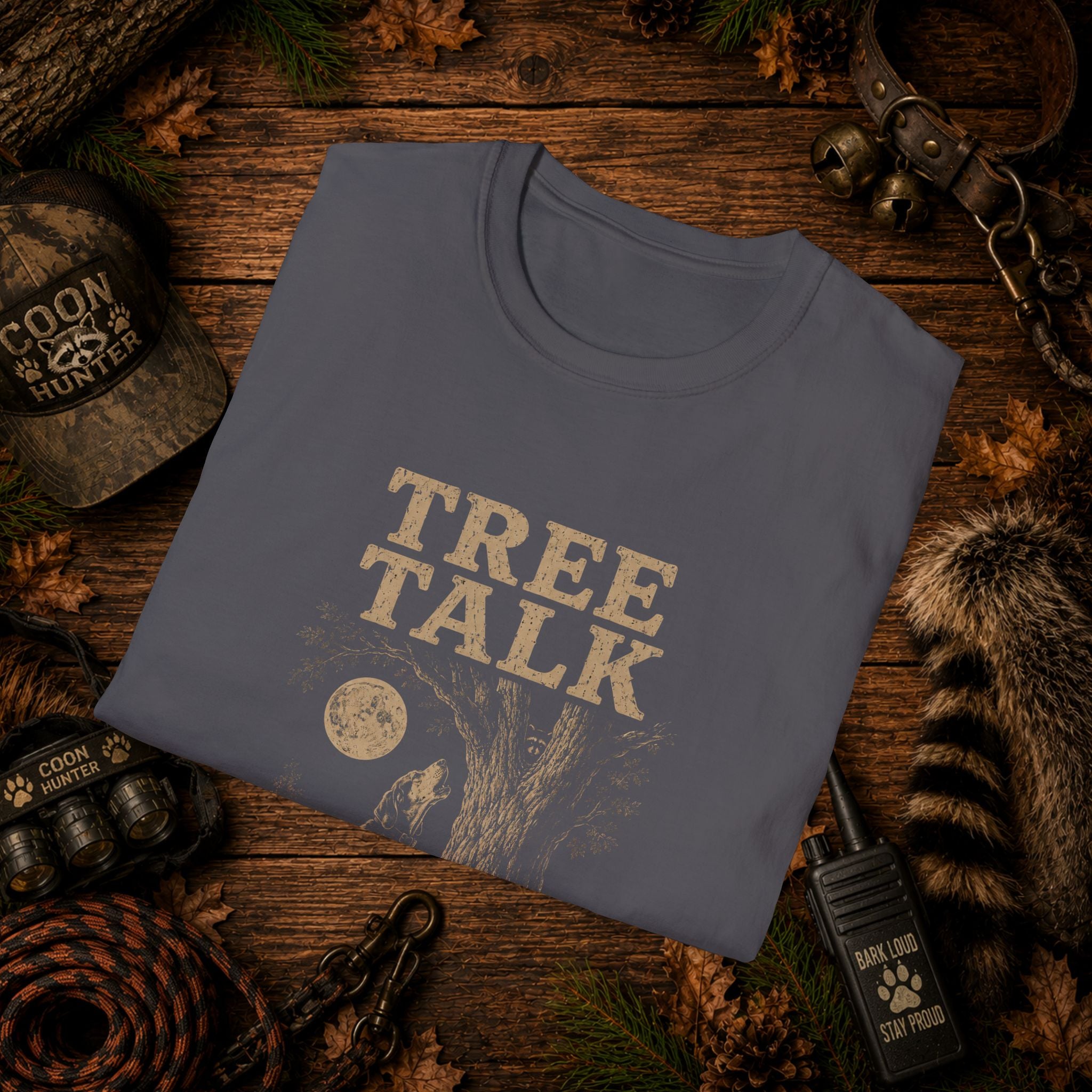 Tree Talk Coon Hunting T-Shirt | "He's Up There" Houndsman Tee | Wild Wonderful Wear
