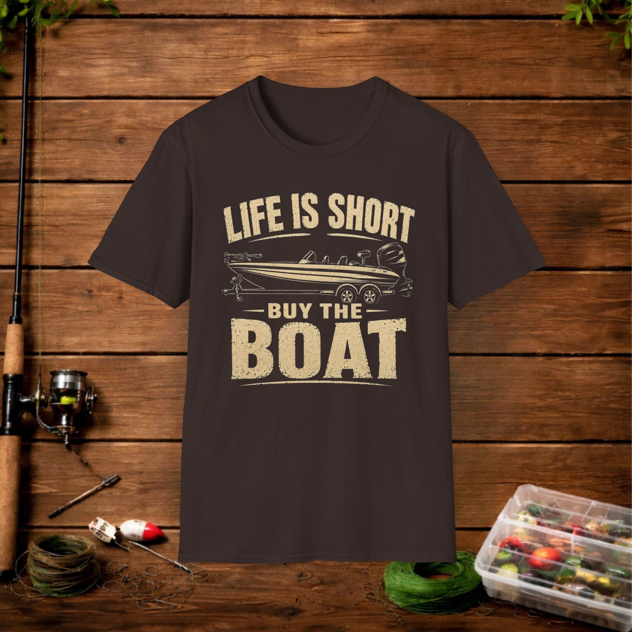 Boat T‑Shirt — "Life Is Short, Buy The Boat" Vintage Fishing Tee