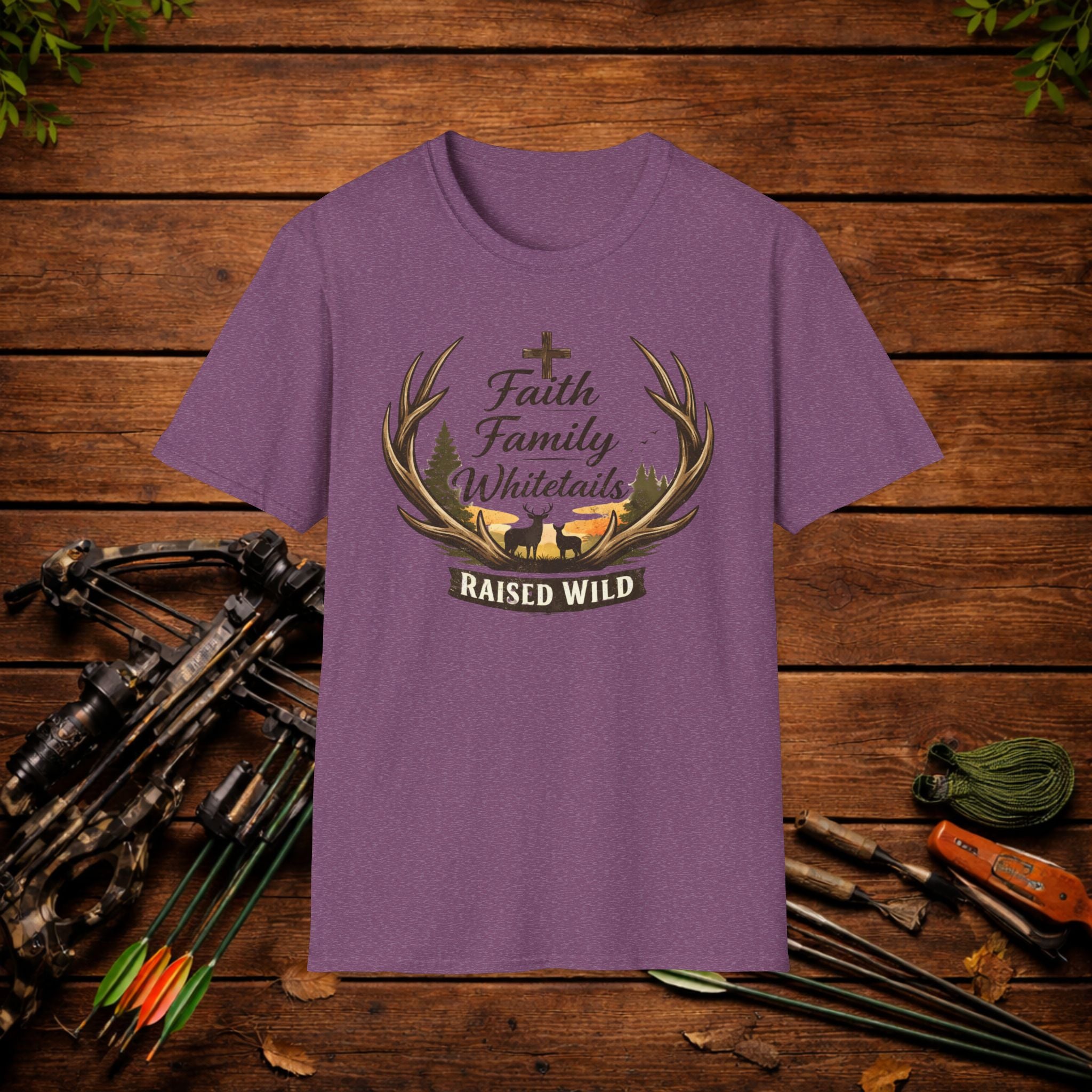 Faith Family Whitetails Shirt – Raised Wild Deer Hunting Tee – Christian Hunting Shirt – Whitetail Hunter Apparel