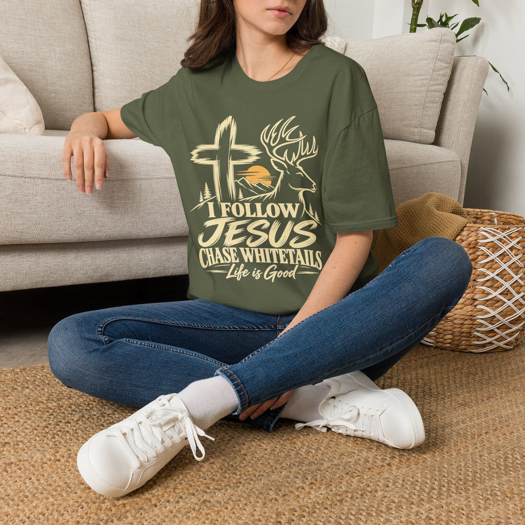 I Follow Jesus Chase Whitetails T-Shirt | Christian Hunting Shirt