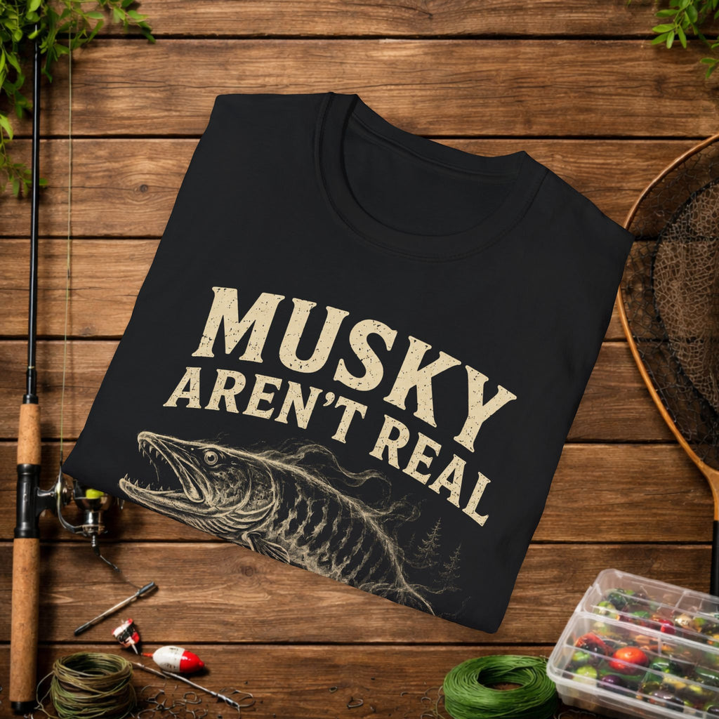Musky Aren't Real T‑Shirt – Funny Muskie Fishing Shirt, 'Prove Me Wrong' Angler Tee