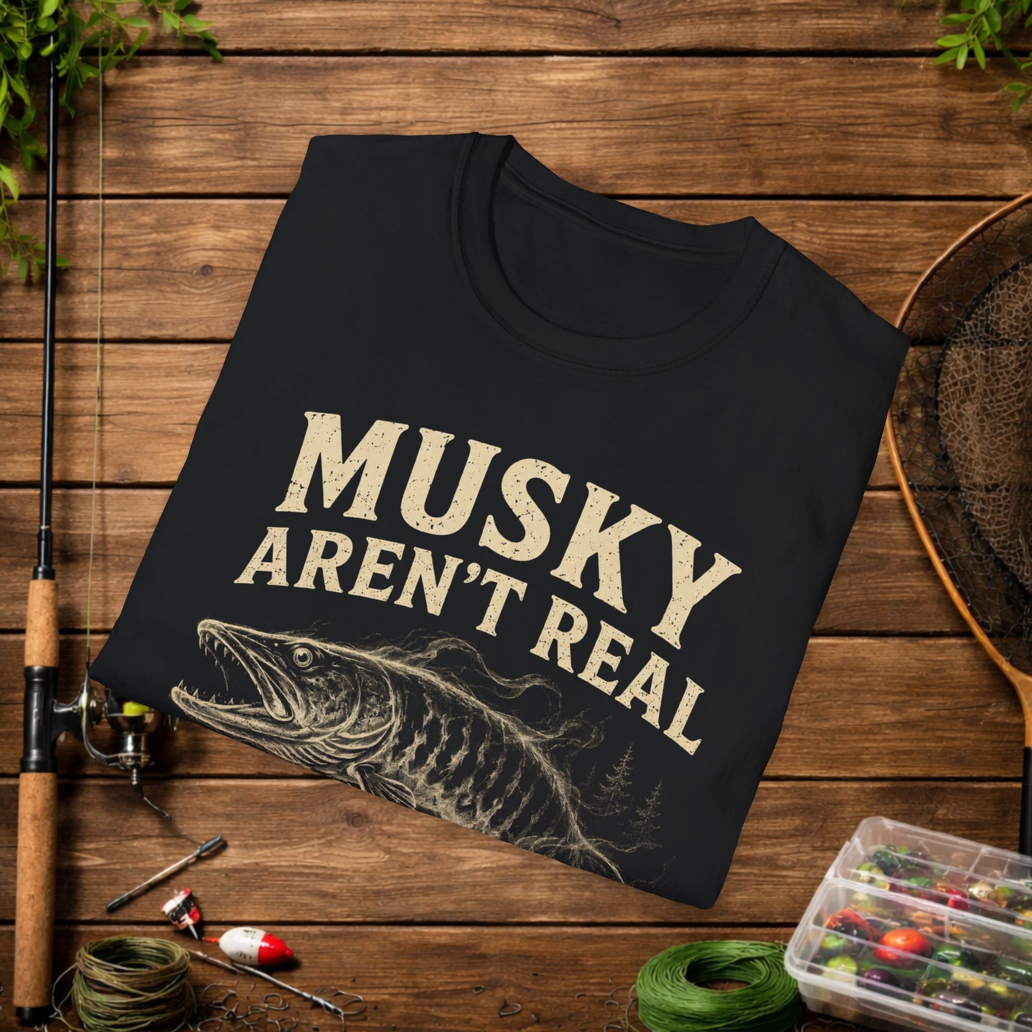Musky Aren't Real T‑Shirt – Funny Muskie Fishing Shirt, 'Prove Me Wrong' Angler Tee