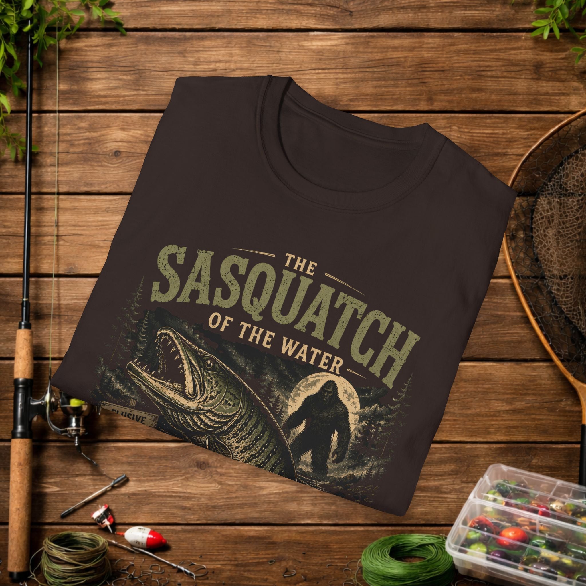 Sasquatch of the Water T-Shirt — Fishing Monster Graphic Tee