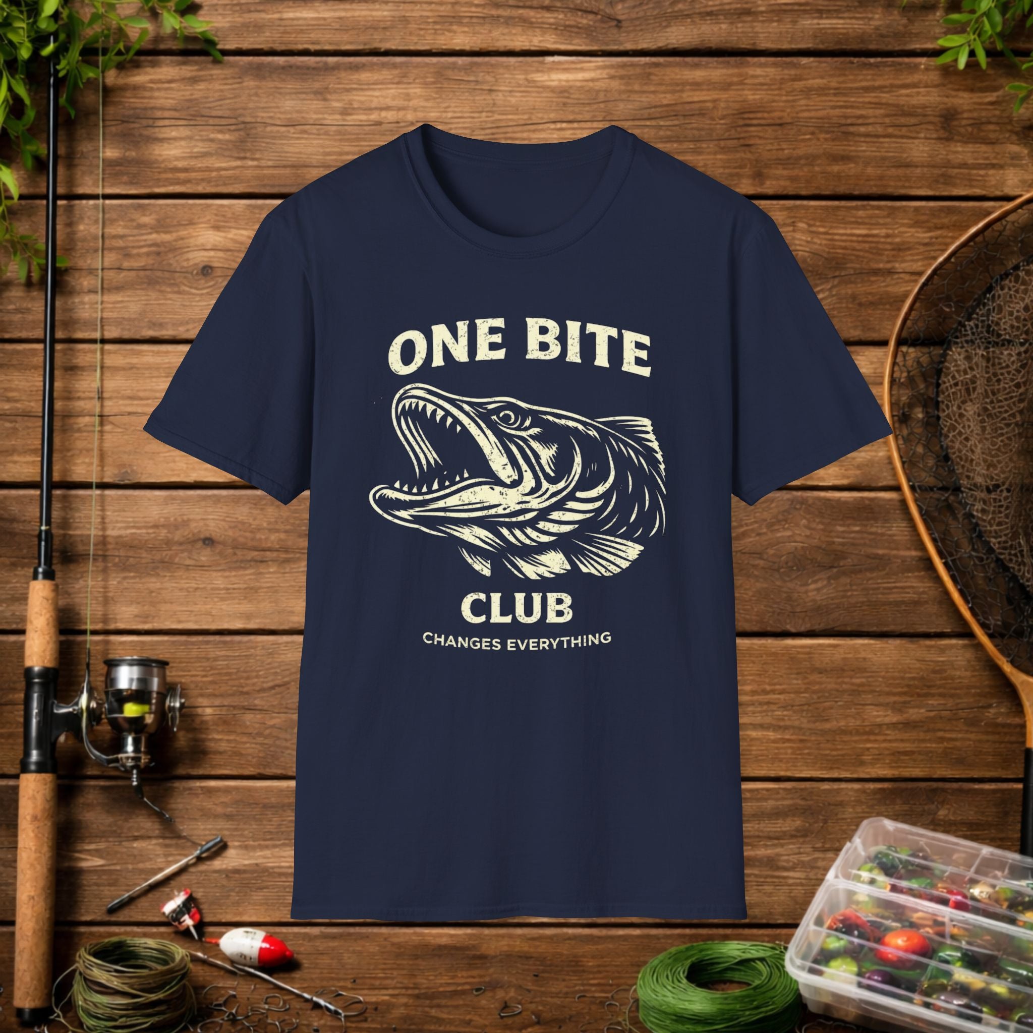 One Bite Musky Shirt – Muskellunge Fishing Tee – Musky Angler Apparel – Vintage Fishing Design