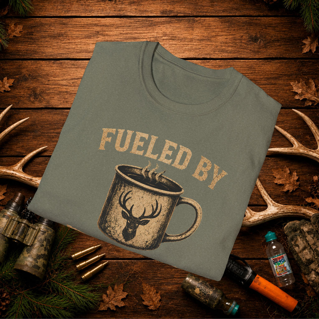 Fueled By Deer Season T-Shirt – Hunting Coffee Tee for Outdoorsmen