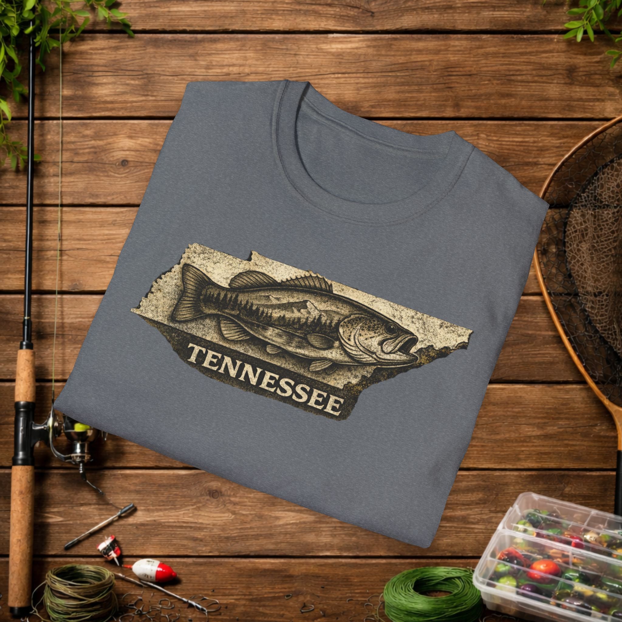 Tennessee Bass Fishing Shirt – Vintage Tennessee Angler Tee – Largemouth Bass State Pride Fishing Apparel – Fisherman Gift