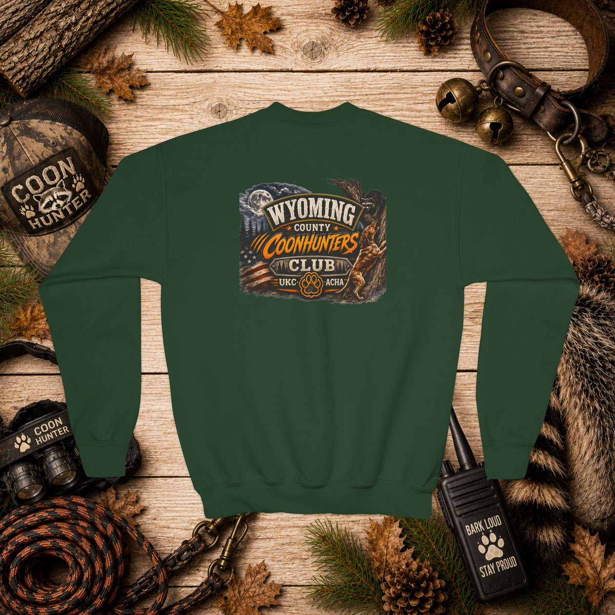 Youth Crewneck Sweatshirt — Wyoming County Coonhunters Club Graphic Pullover