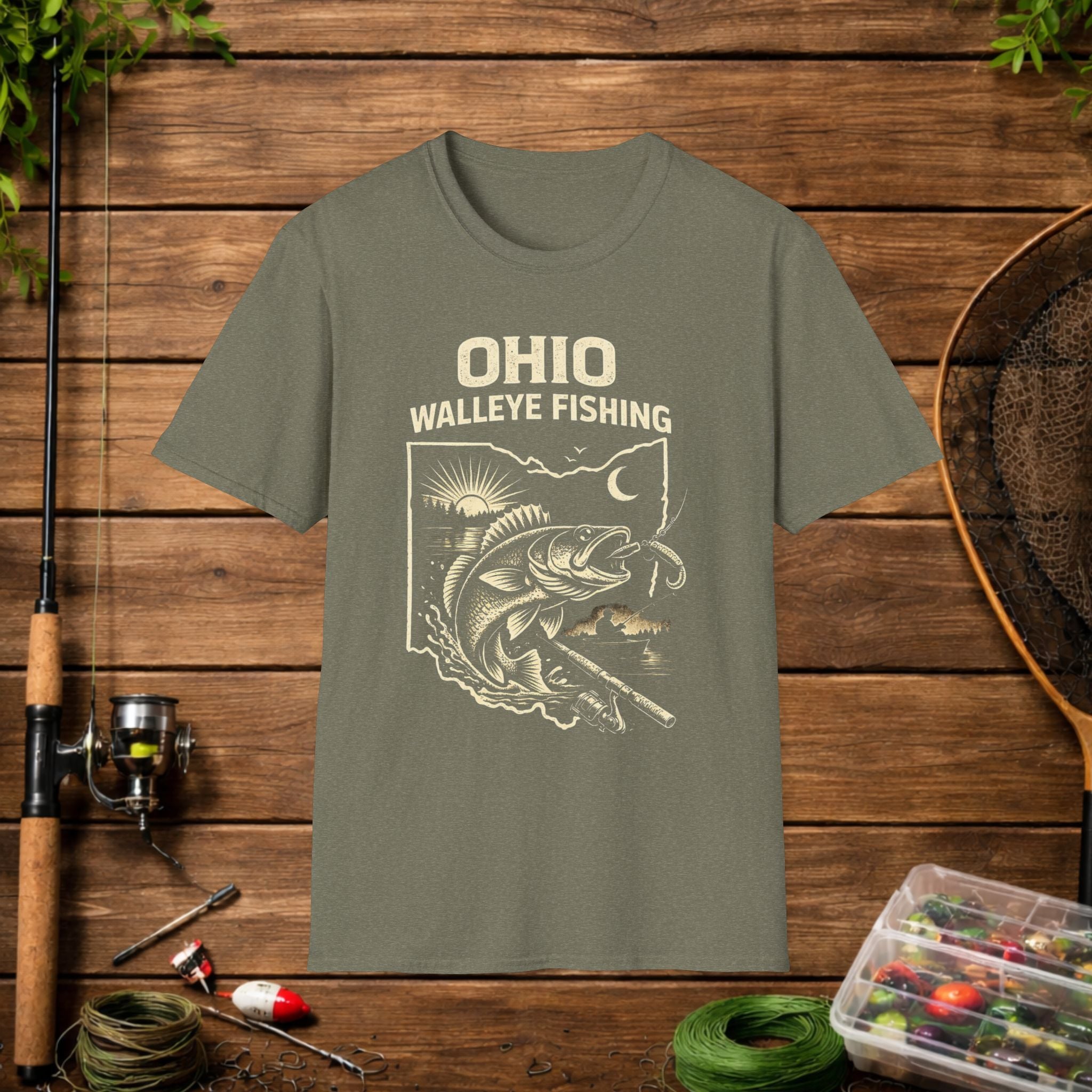 Ohio Walleye Fishing Shirt – Vintage Ohio Angler Tee – Lake Erie Walleye Fishing Apparel – Fisherman Gift