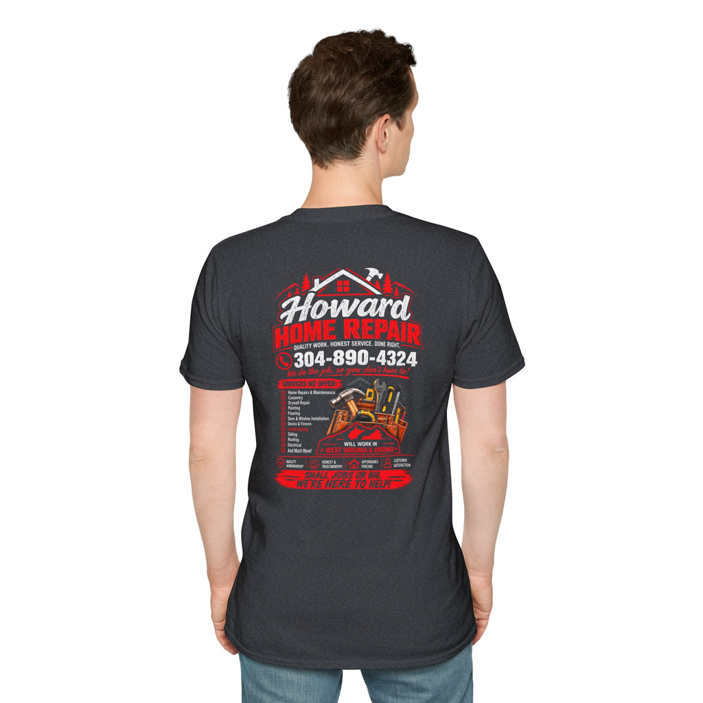 Home Repair T-Shirt — Howard Home Repair Crew Tee with Phone Number