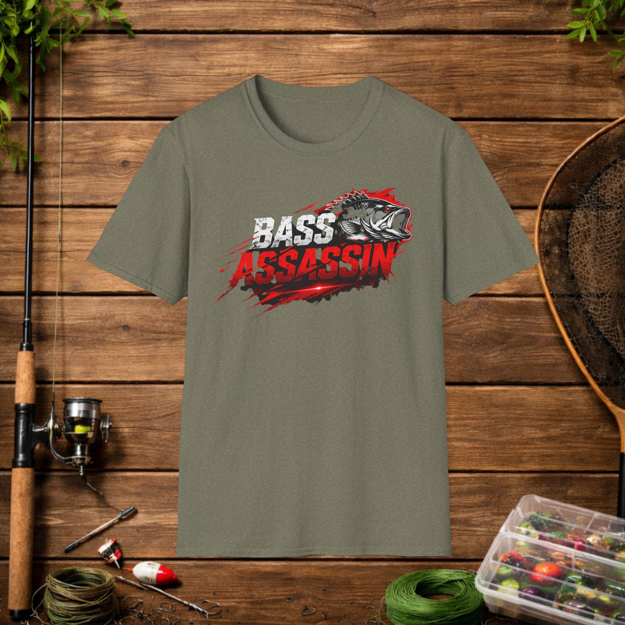 Bass Assassin Fishing Shirt – Funny Bass Fisherman Tee – Largemouth & Smallmouth Bass Fishing Apparel – Angler Gift