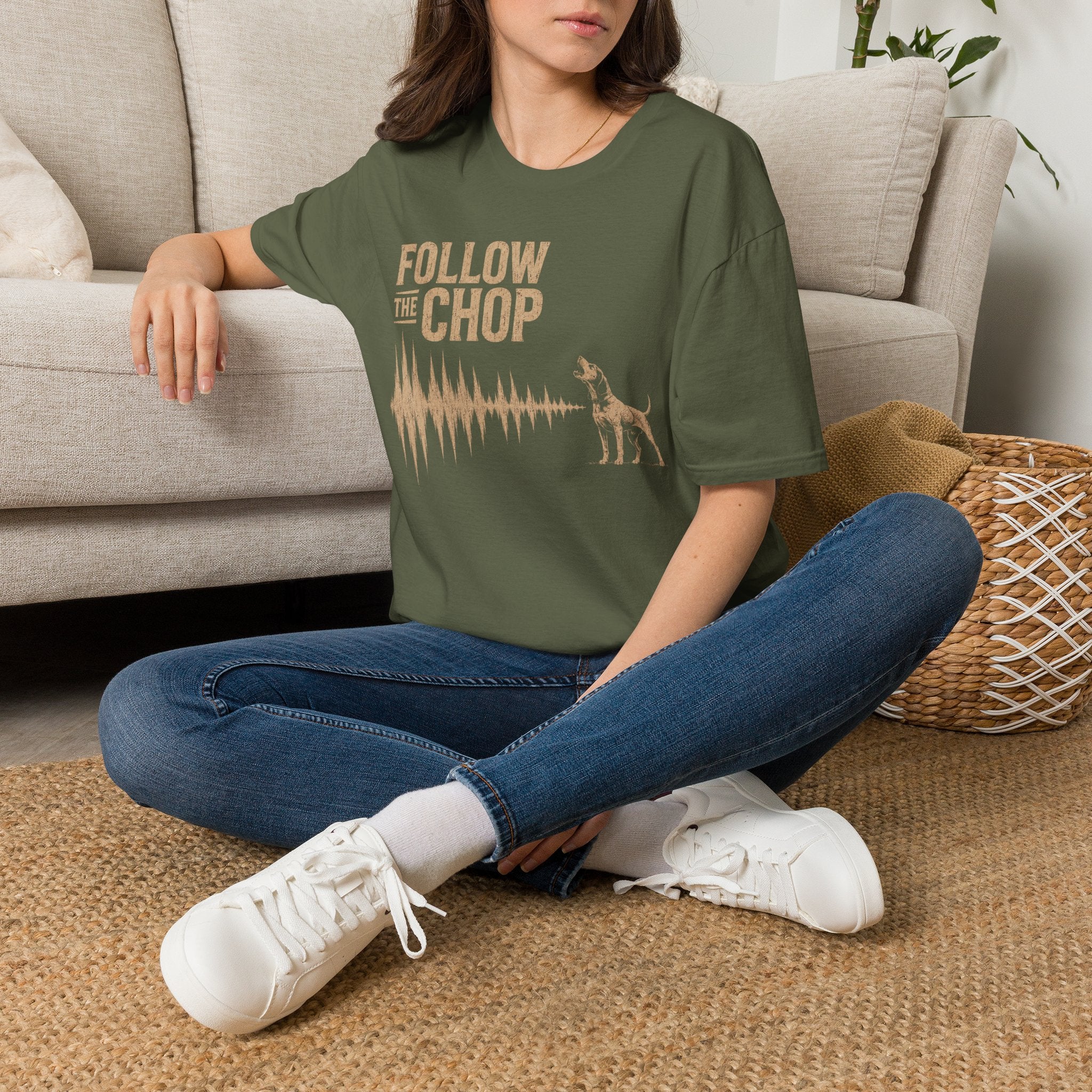 Follow The Chop Coon Hunting T-Shirt | Houndsman Dog Waveform Graphic Tee | Wild Wonderful Wear