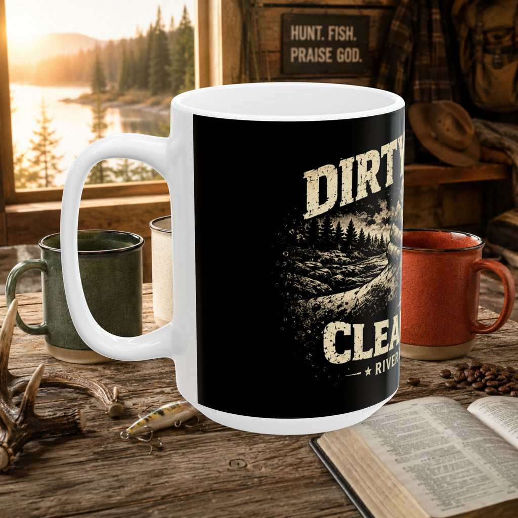 Dirty Hands Clean Soul Ceramic Mug | Rustic Fishing & Outdoor Coffee Cup