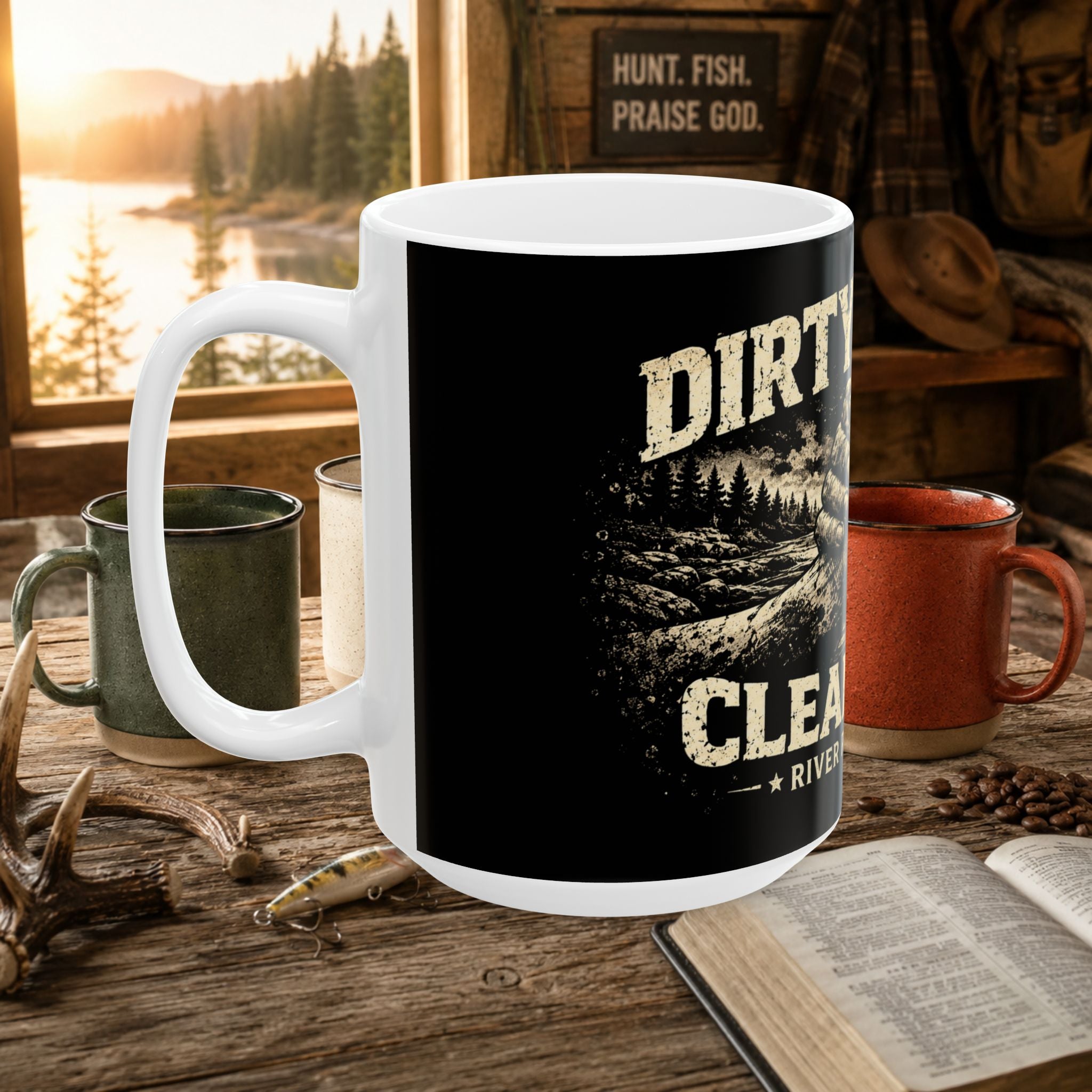 Dirty Hands Clean Soul Ceramic Mug | Rustic Fishing & Outdoor Coffee Cup