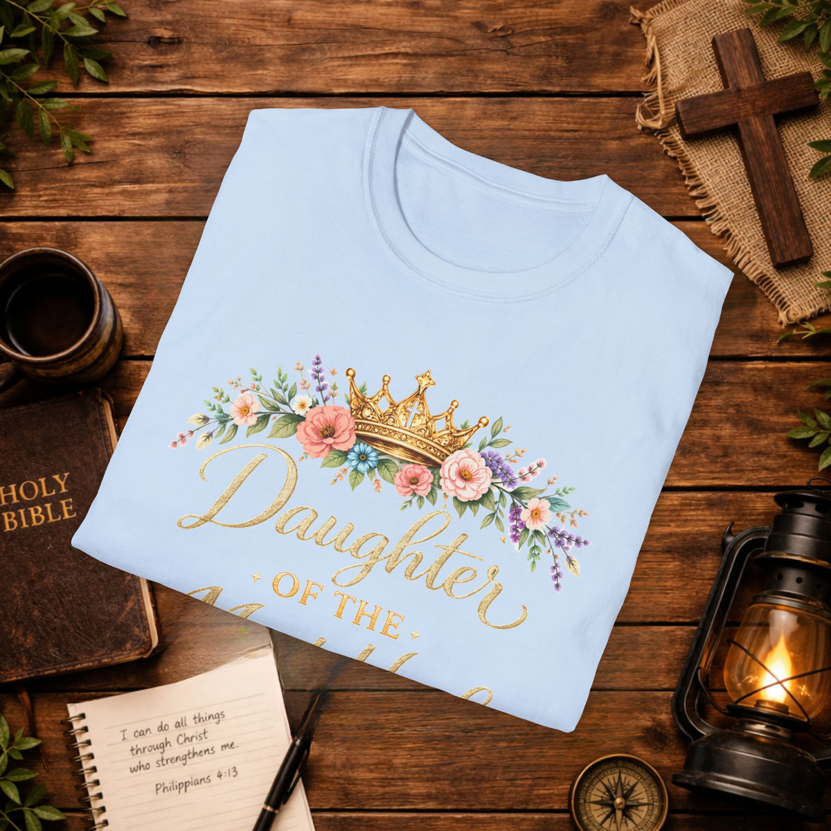 Daughter of the Most High T-Shirt | Floral Crown Christian Faith Tee
