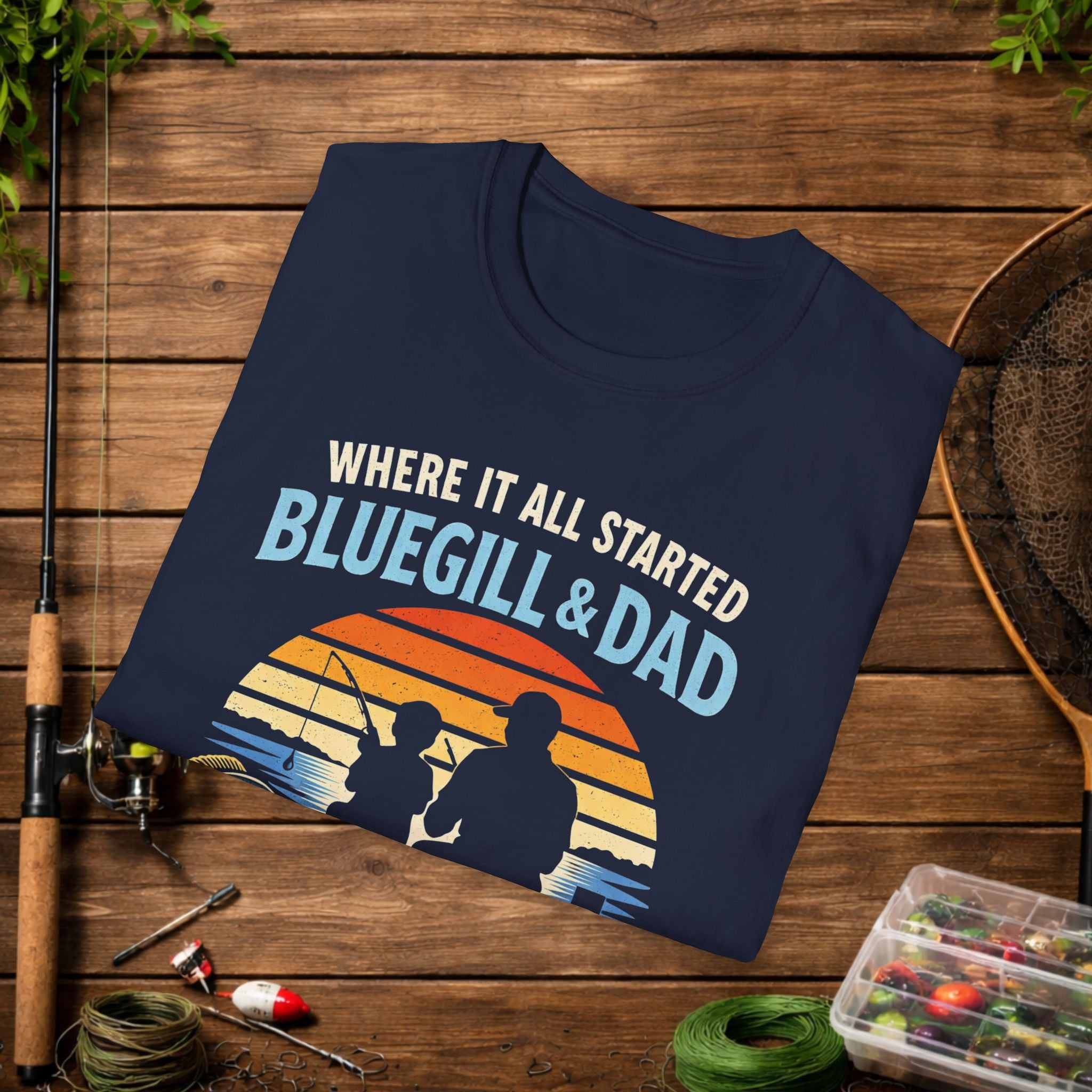Fishing Dad T-Shirt - "Where It All Started: Bluegill & Dad" Father & Son Fishing Tee