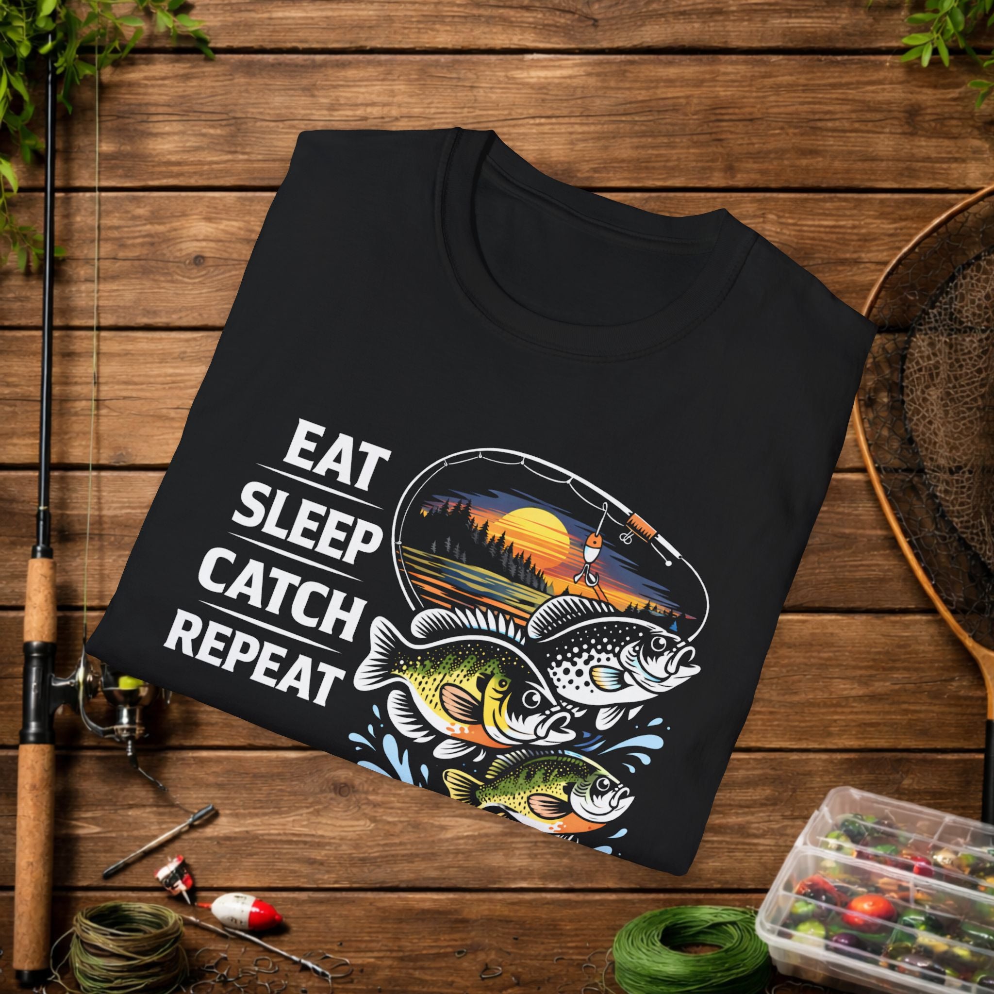 Eat Sleep Catch Repeat Panfish Fishing T-Shirt – Bluegill Crappie Sunfish Angler Tee