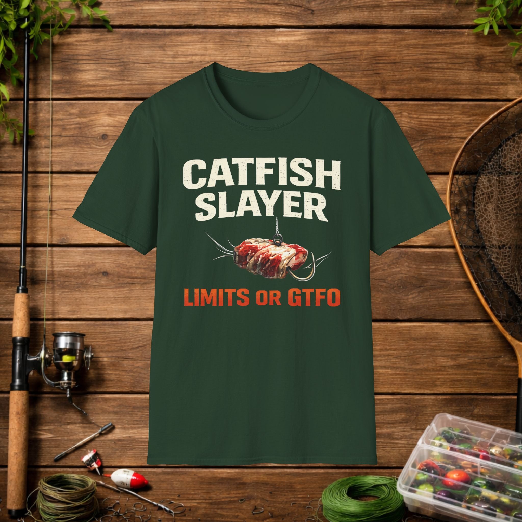 Catfish Slayer Shirt – Limits or GTFO Fishing Tee – Catfishing Angler Shirt – Funny Catfish Fishing Shirt