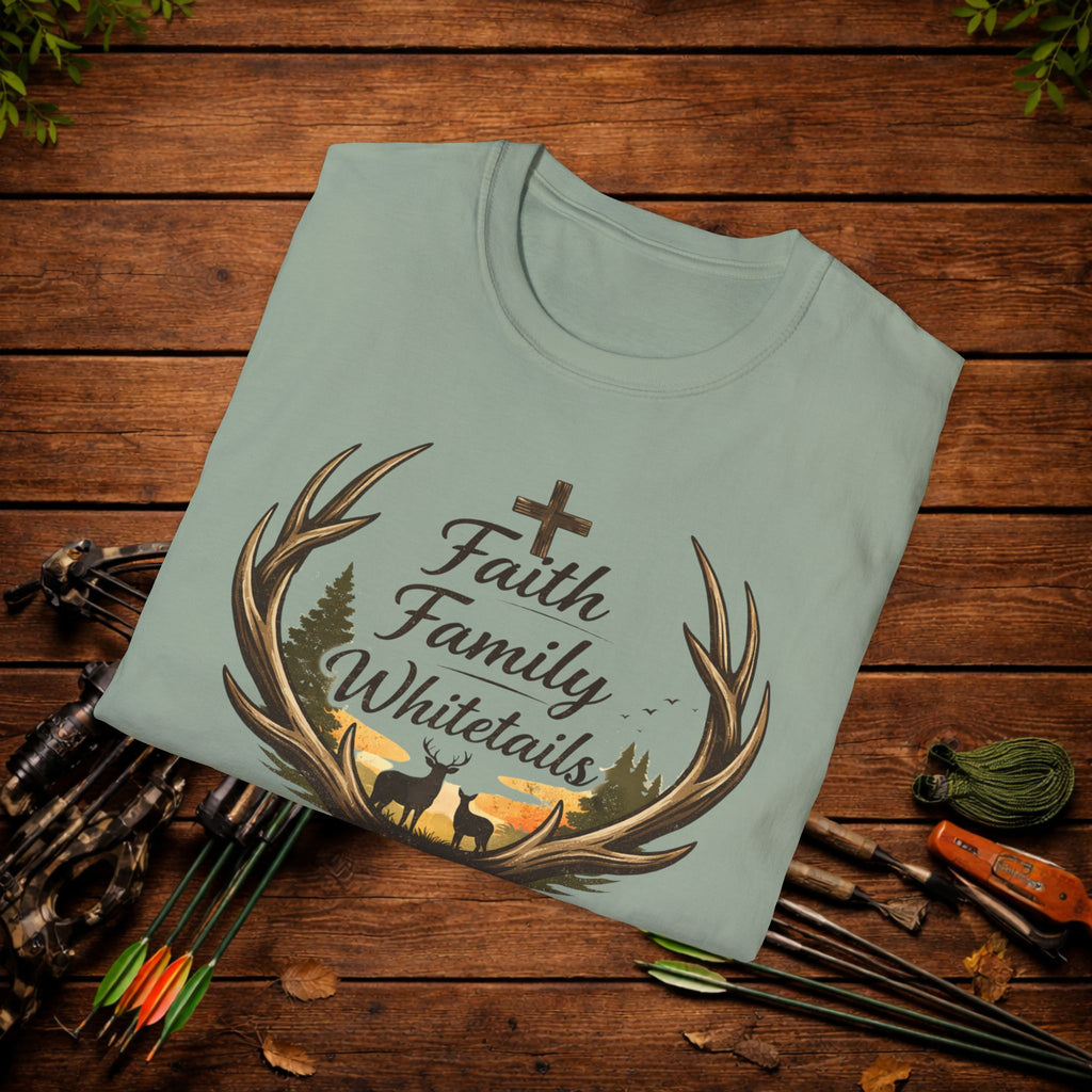 Faith Family Whitetails Shirt – Raised Wild Deer Hunting Tee – Christian Hunting Shirt – Whitetail Hunter Apparel