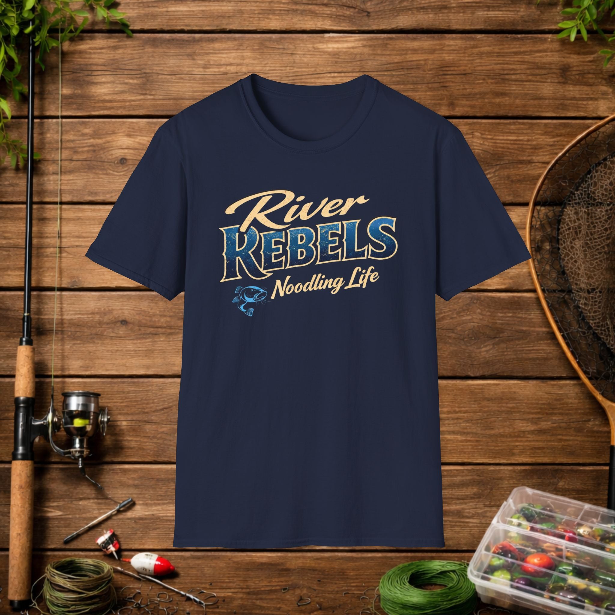 River Rebels Noodling Life Shirt – Catfish Noodling Tee – River Life Fishing Shirt – Southern Outdoor Apparel