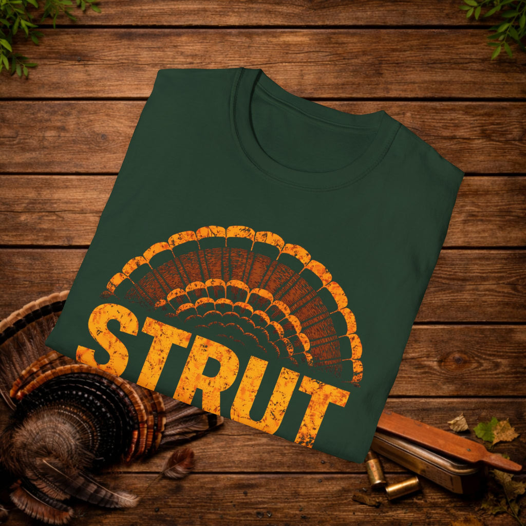 Strut at Dawn Turkey Hunting Shirt – Minimal Gobbler Tail Tee – Spring Turkey Season Hunter Shirt – Vintage Hunting Apparel