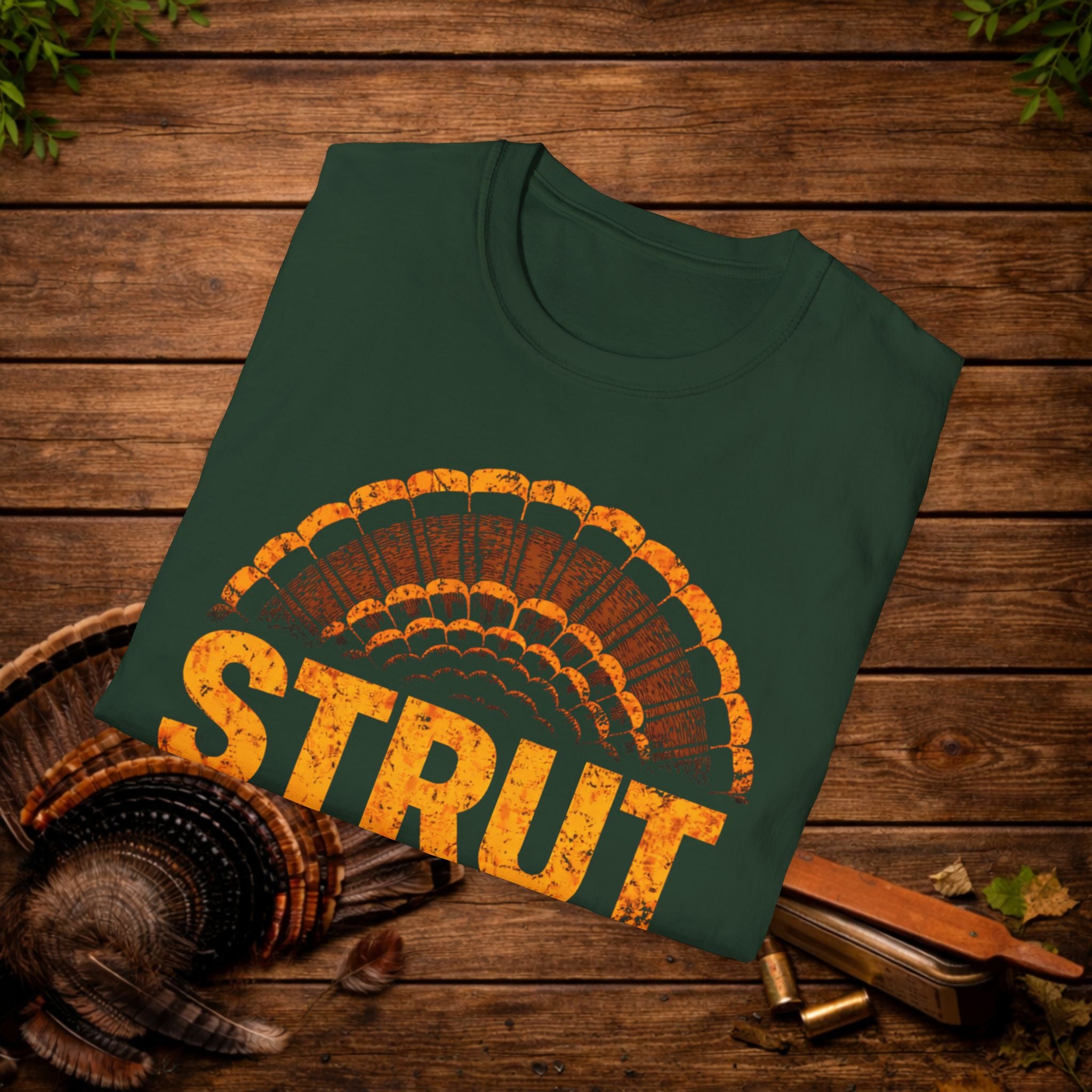Strut at Dawn Turkey Hunting Shirt – Minimal Gobbler Tail Tee – Spring Turkey Season Hunter Shirt – Vintage Hunting Apparel