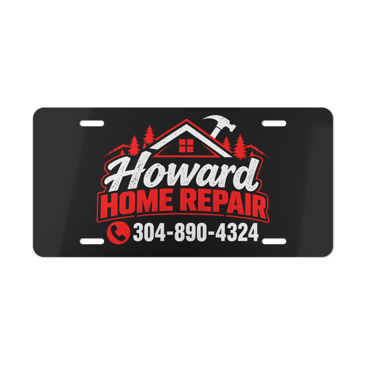 Howard Home Repair Vanity Plate — Custom Business License Plate with Phone Number