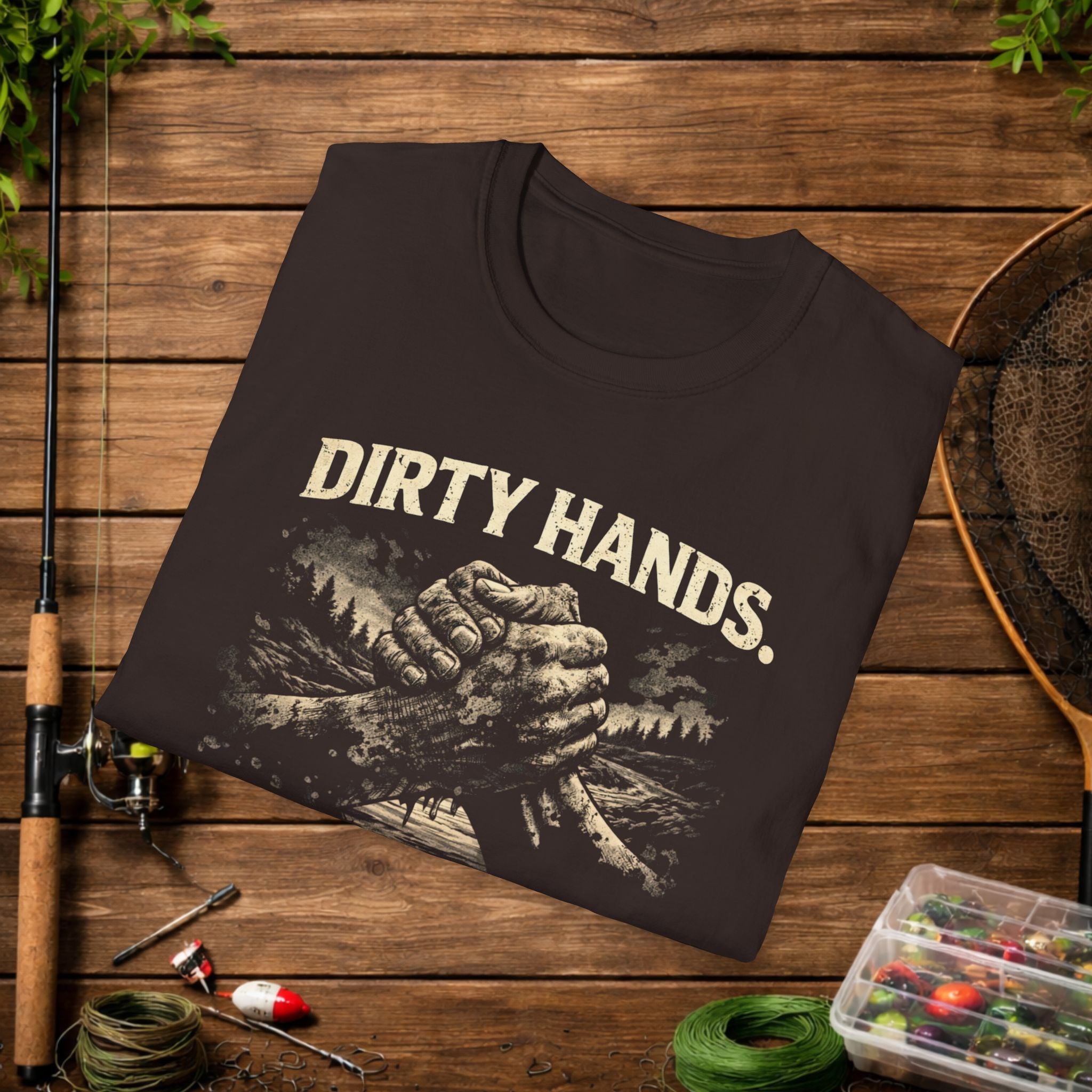 Dirty Hands Clean Soul Shirt – River Rebels Club Tee – Outdoor Fishing Lifestyle Shirt – Rustic Country Apparel