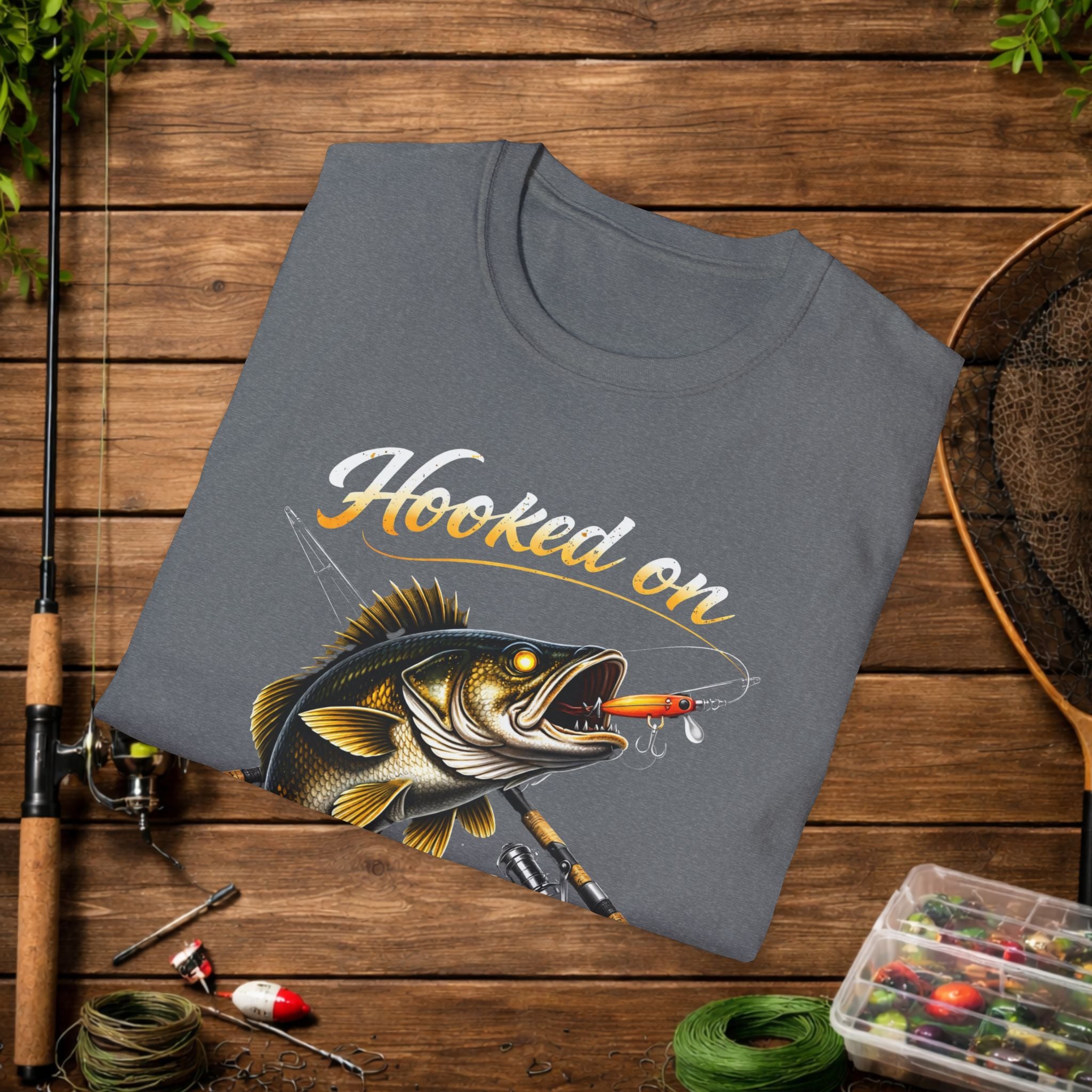 Hooked on Walleye Life Fishing Shirt – Walleye Angler Tee – Funny Walleye Fishing Apparel – Fisherman Gift