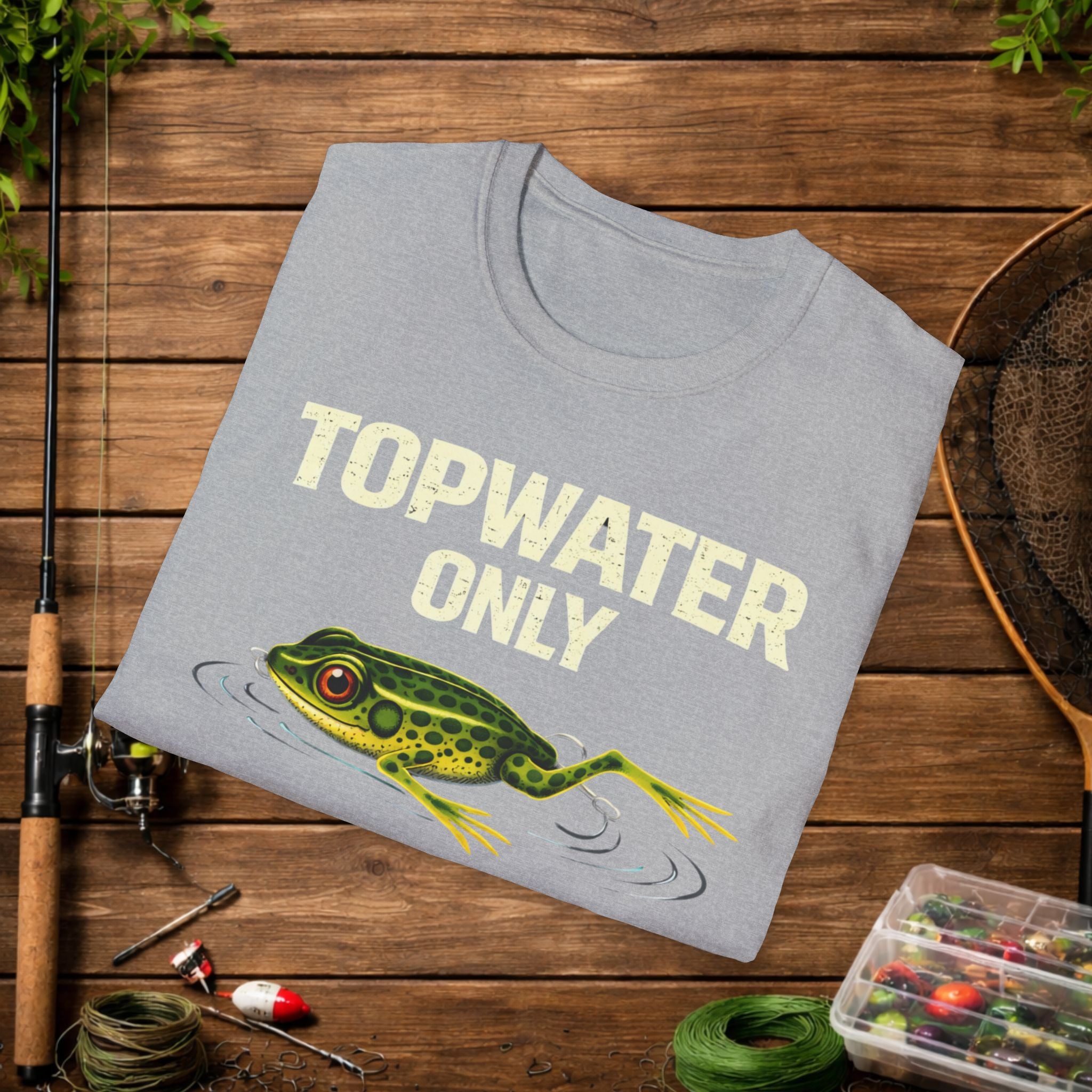 Topwater Only Shirt – No Subsurface Fishing Tee – Frog Lure Bass Fishing Shirt – Topwater Angler Shirt