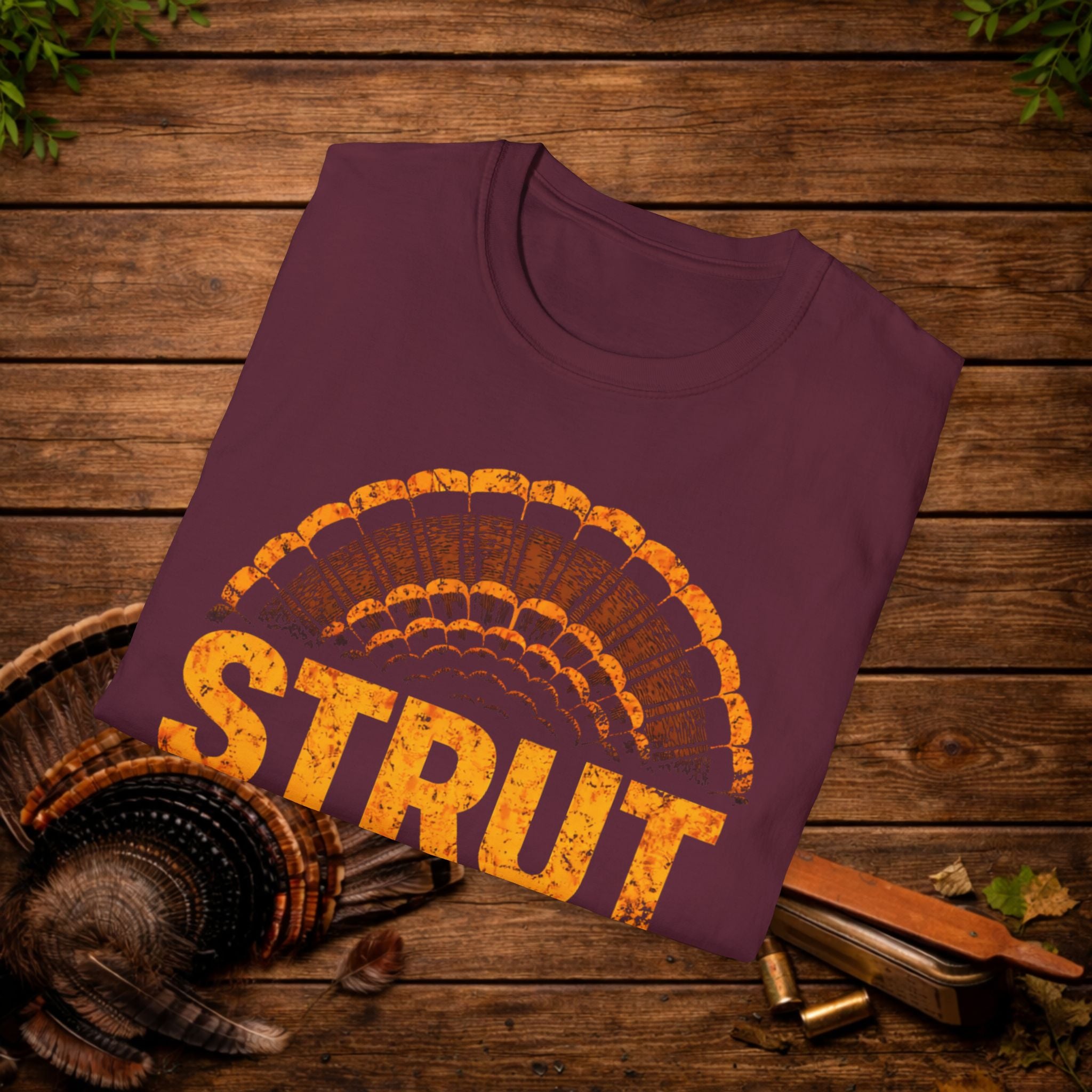 Strut at Dawn Turkey Hunting Shirt – Minimal Gobbler Tail Tee – Spring Turkey Season Hunter Shirt – Vintage Hunting Apparel
