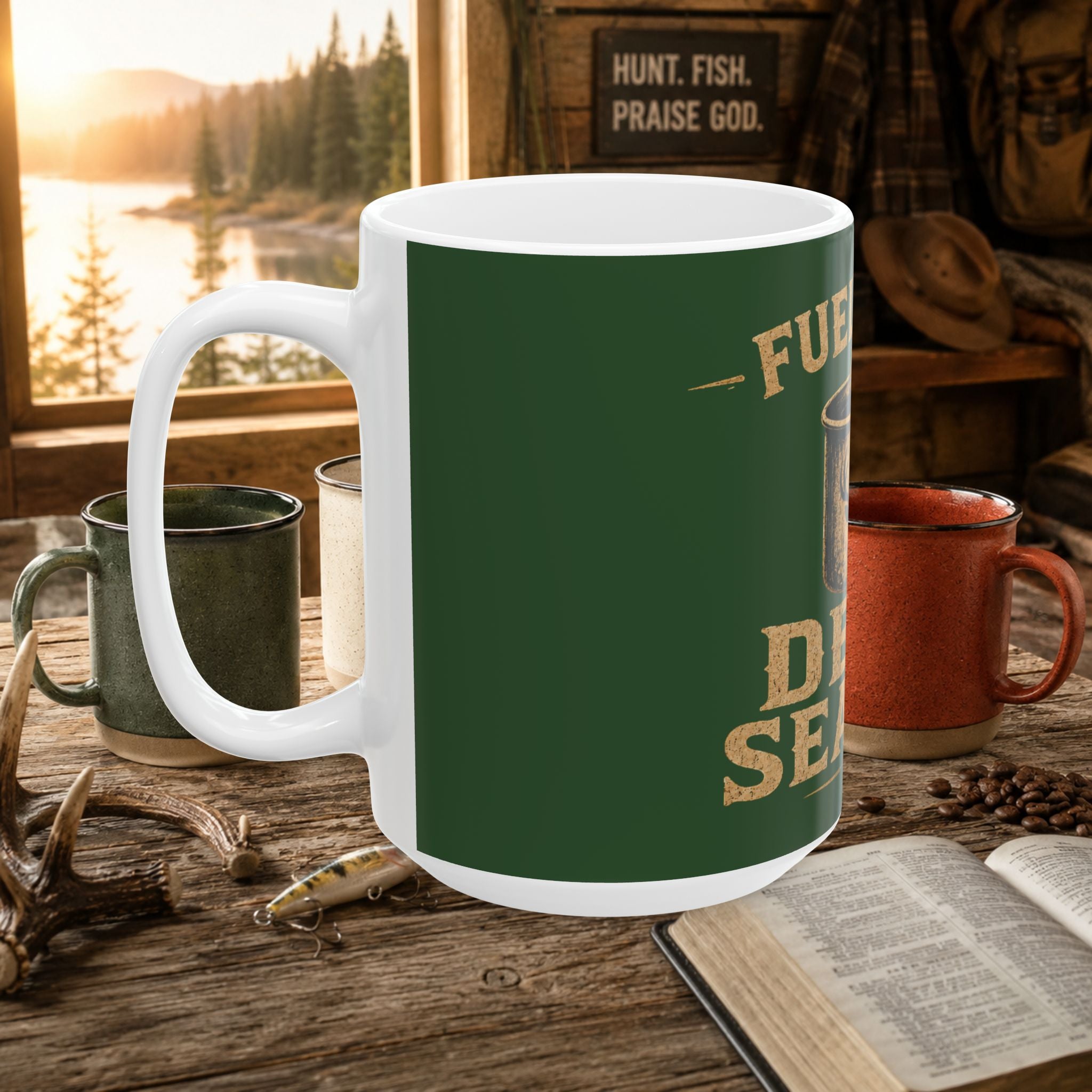 Fueled By Deer Season Ceramic Mug — Hunting Coffee Cup (11oz, 15oz)