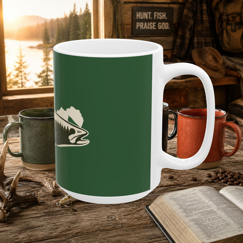 West Virginia Nature Mug — State Silhouette with Mountain & River Scene (11oz/15oz)