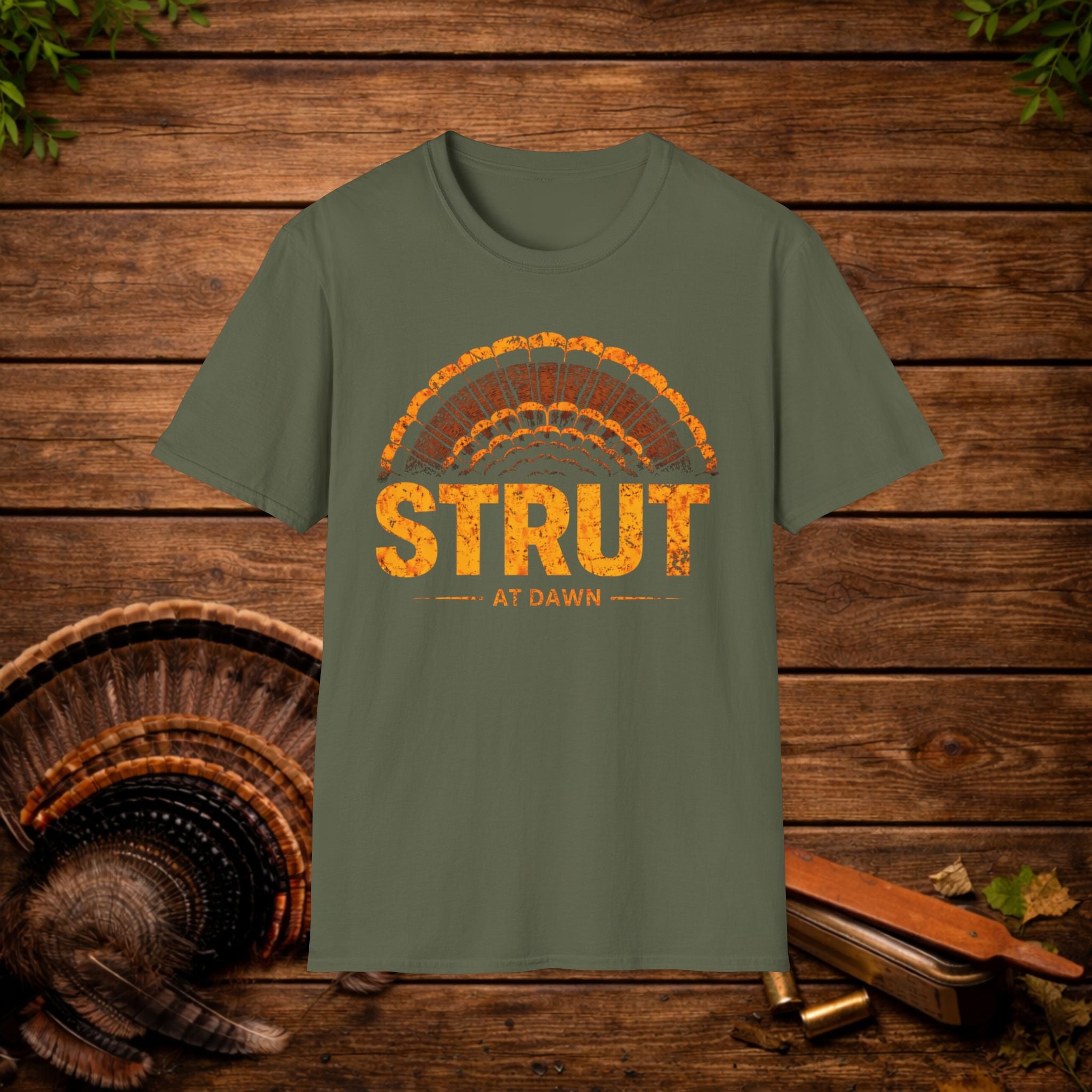 Strut at Dawn Turkey Hunting Shirt – Minimal Gobbler Tail Tee – Spring Turkey Season Hunter Shirt – Vintage Hunting Apparel