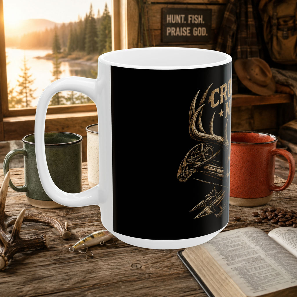 Crossbow Mafia Skull Mug — Hunting Coffee Cup (11oz/15oz)