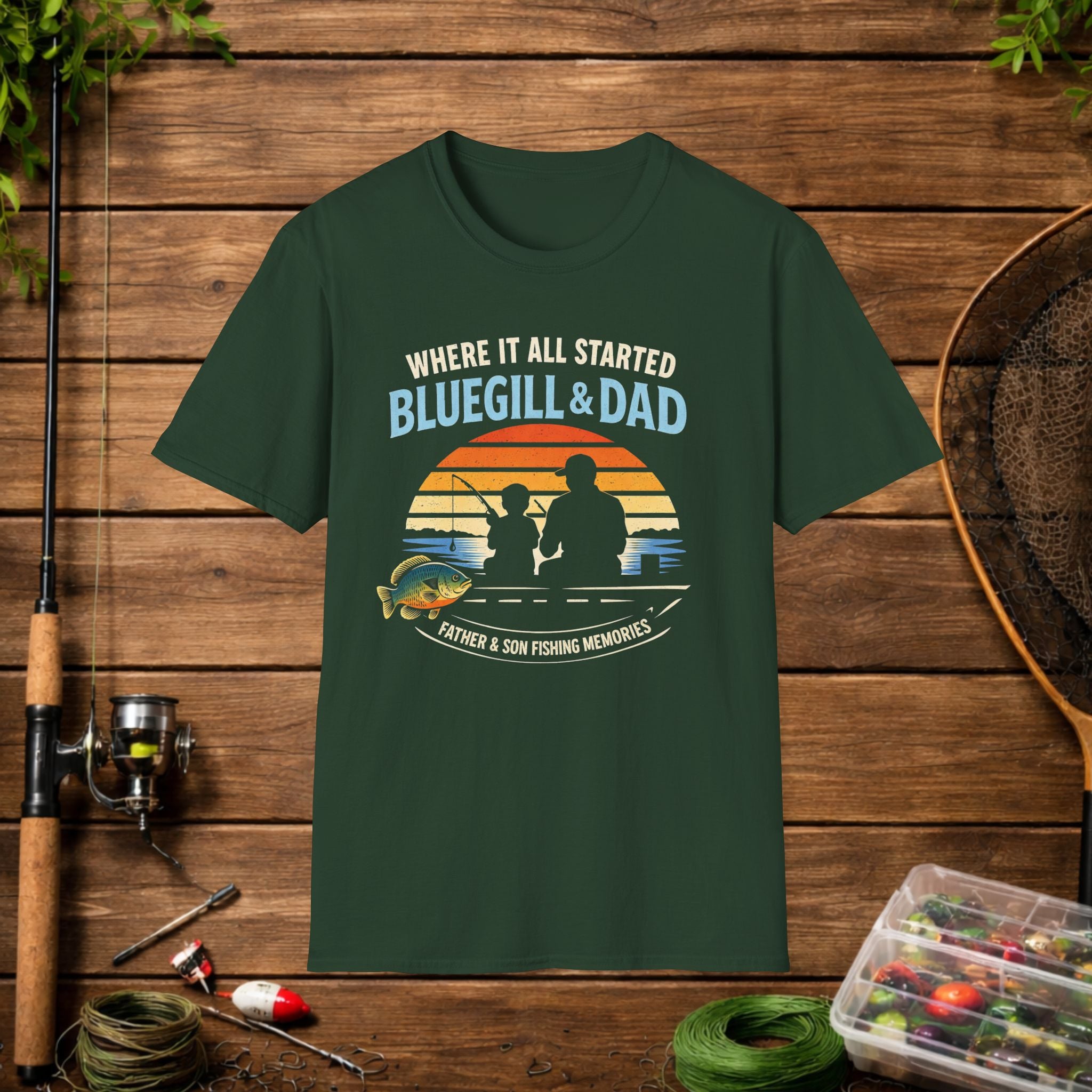 Fishing Dad T-Shirt - "Where It All Started: Bluegill & Dad" Father & Son Fishing Tee