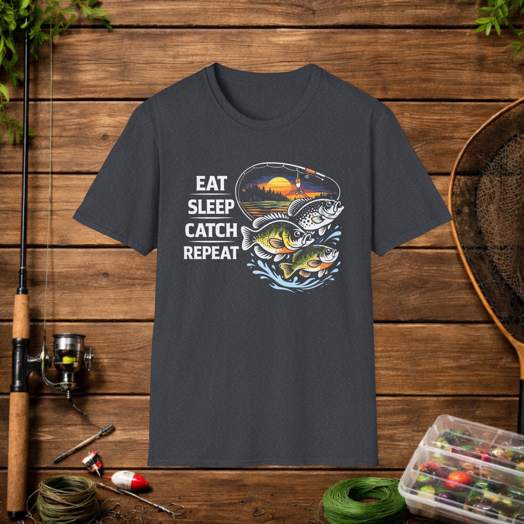 Eat Sleep Catch Repeat Panfish Fishing T-Shirt – Bluegill Crappie Sunfish Angler Tee