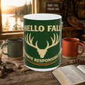 Hello Fall Deer Antlers Mug — Goodbye Responsibility | Hunting Coffee Cup