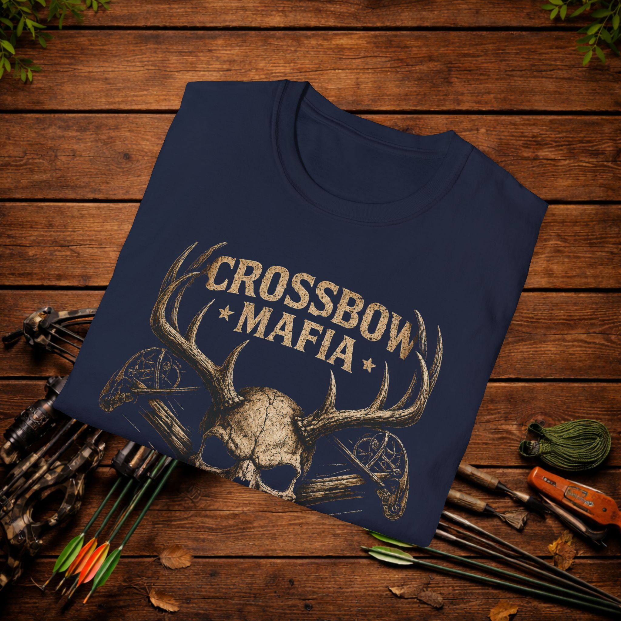 Crossbow Mafia T-Shirt — Skull & Antlers Hunting Graphic Tee