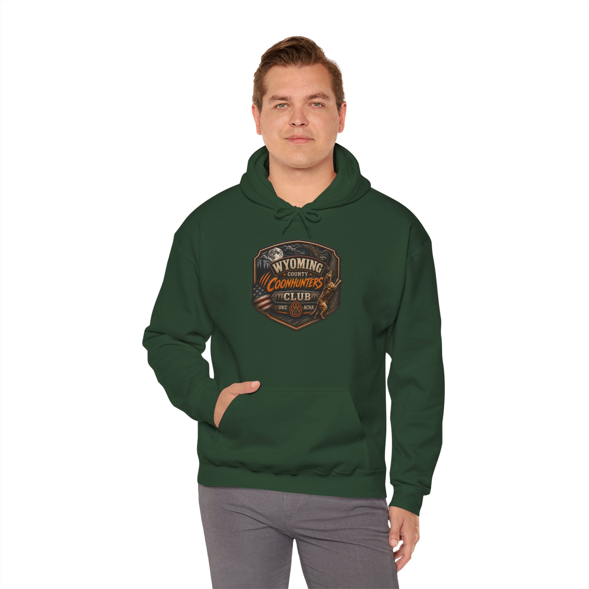 Wyoming Coonhunters Club Hoodie – Dual print badge front/banner back
