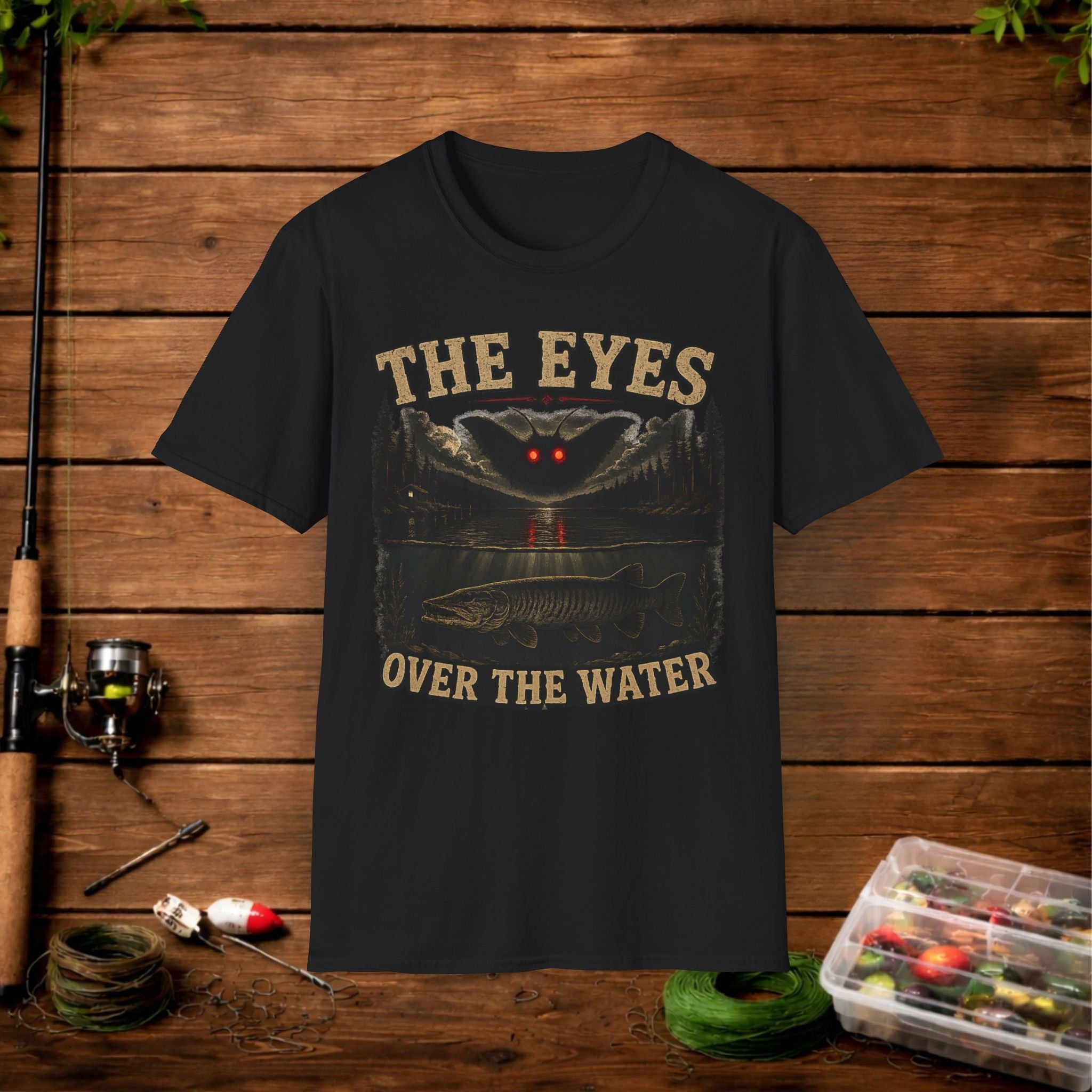 Graphic T-Shirt — "The Eyes Over the Water" Red-Eyed MothMan Tee