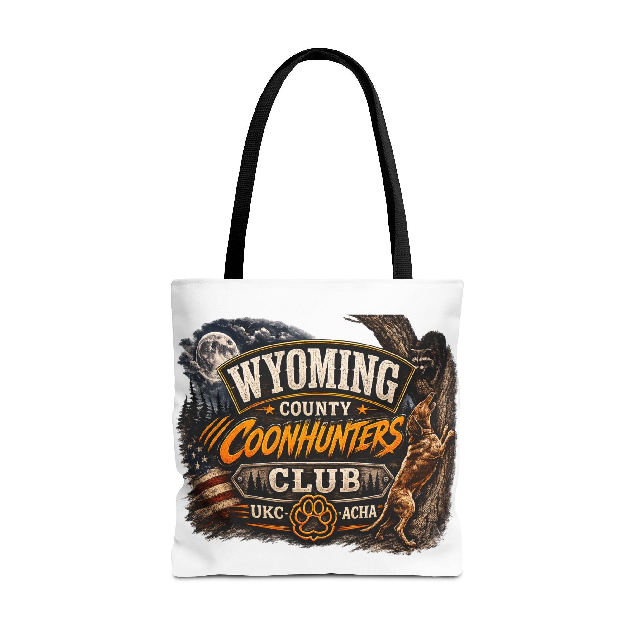 Coonhunters Club Wyoming Tote Bag — Vintage Hunting Patch Design