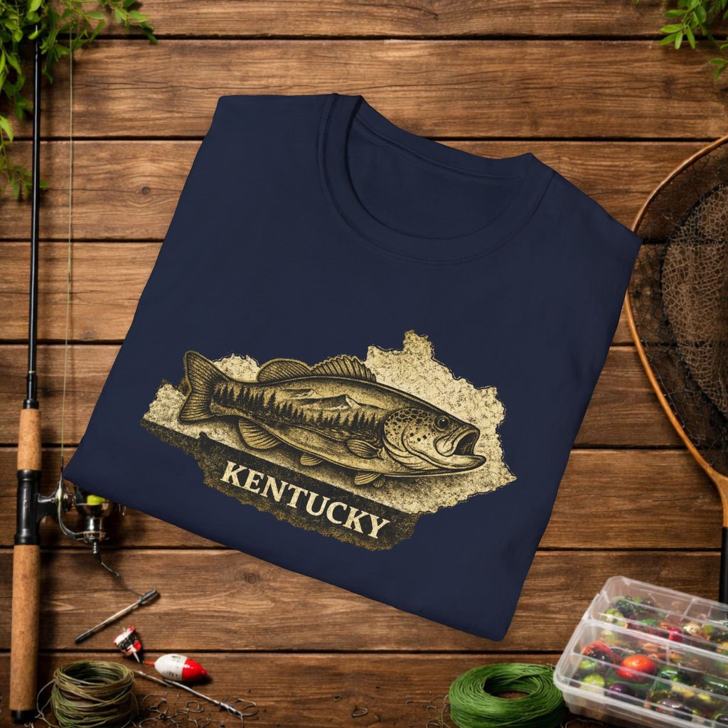 Kentucky Bass Fishing Shirt – Vintage Kentucky Angler Tee – Largemouth Bass Fishing Apparel – Fisherman Gift